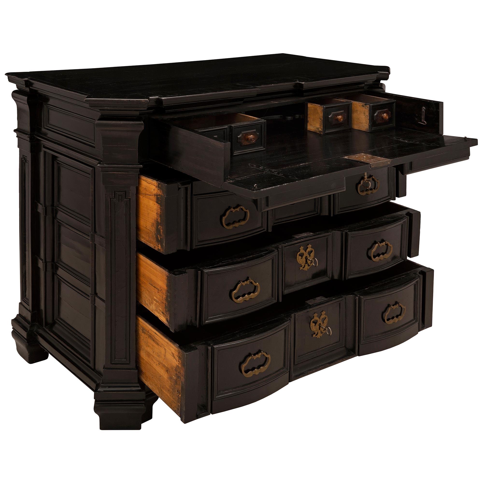 18th Century and Earlier Italian 17th Century Ebonized Fruitwood Commode from Milan For Sale