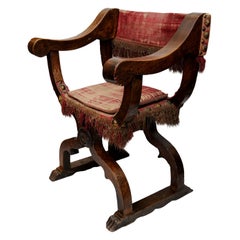 Antique Italian 17th Century Folding Savonarola Chair, ​circa 1650-1680