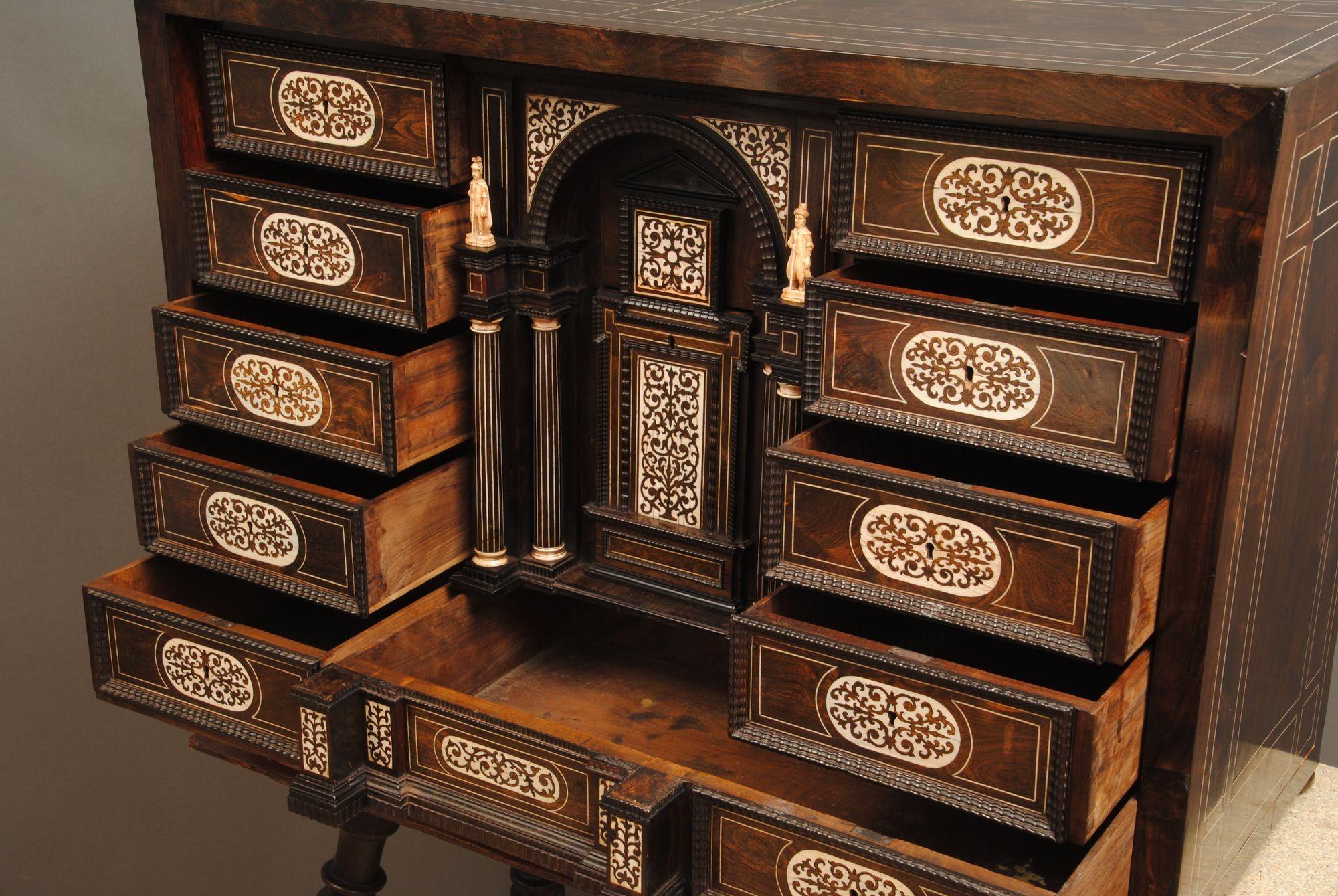 Ivory Italian 17th Century inlaid Table Cabinet