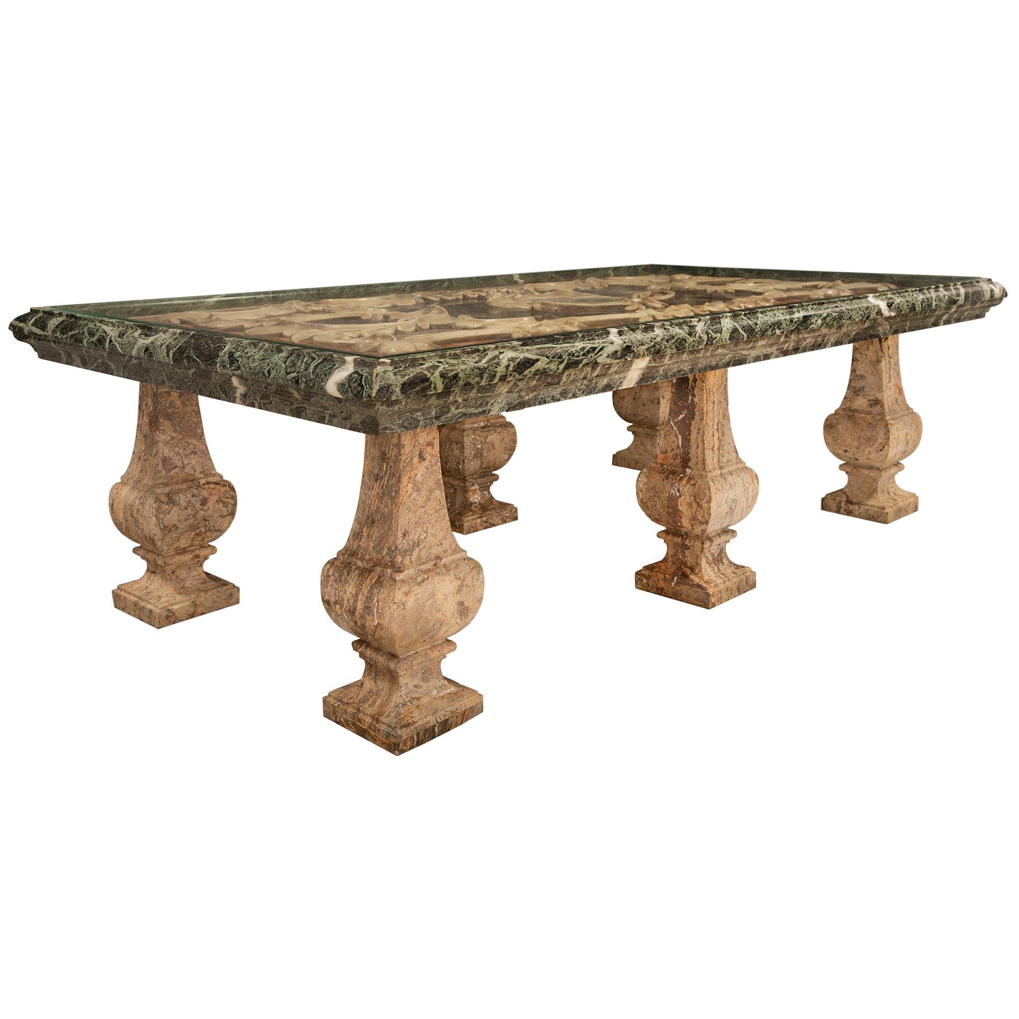 Italian 17th Century Louis XIV Period Marble Plateau Coffee Table In Good Condition In West Palm Beach, FL