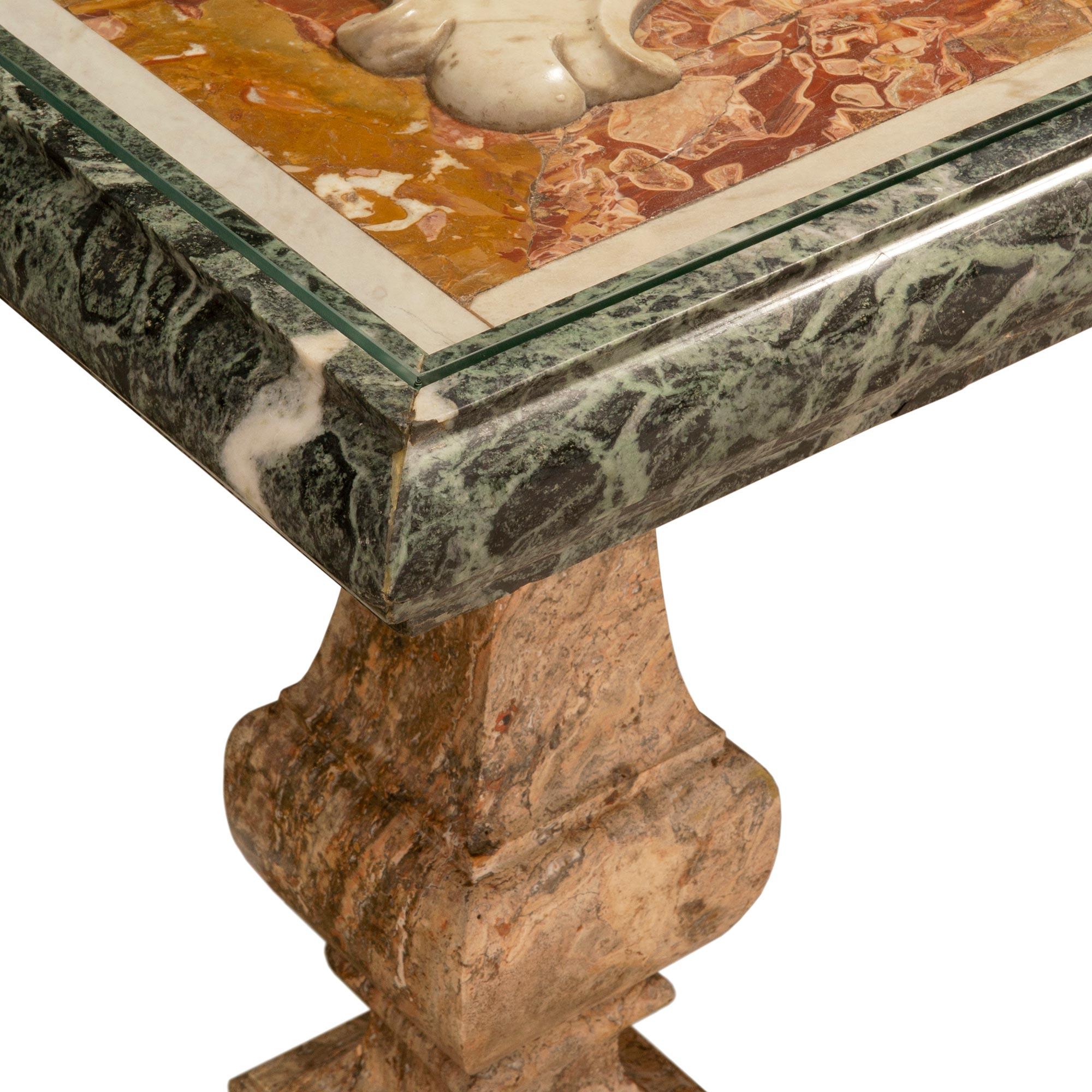 Glass Italian 17th Century Louis XIV Period Marble Plateau Coffee Table