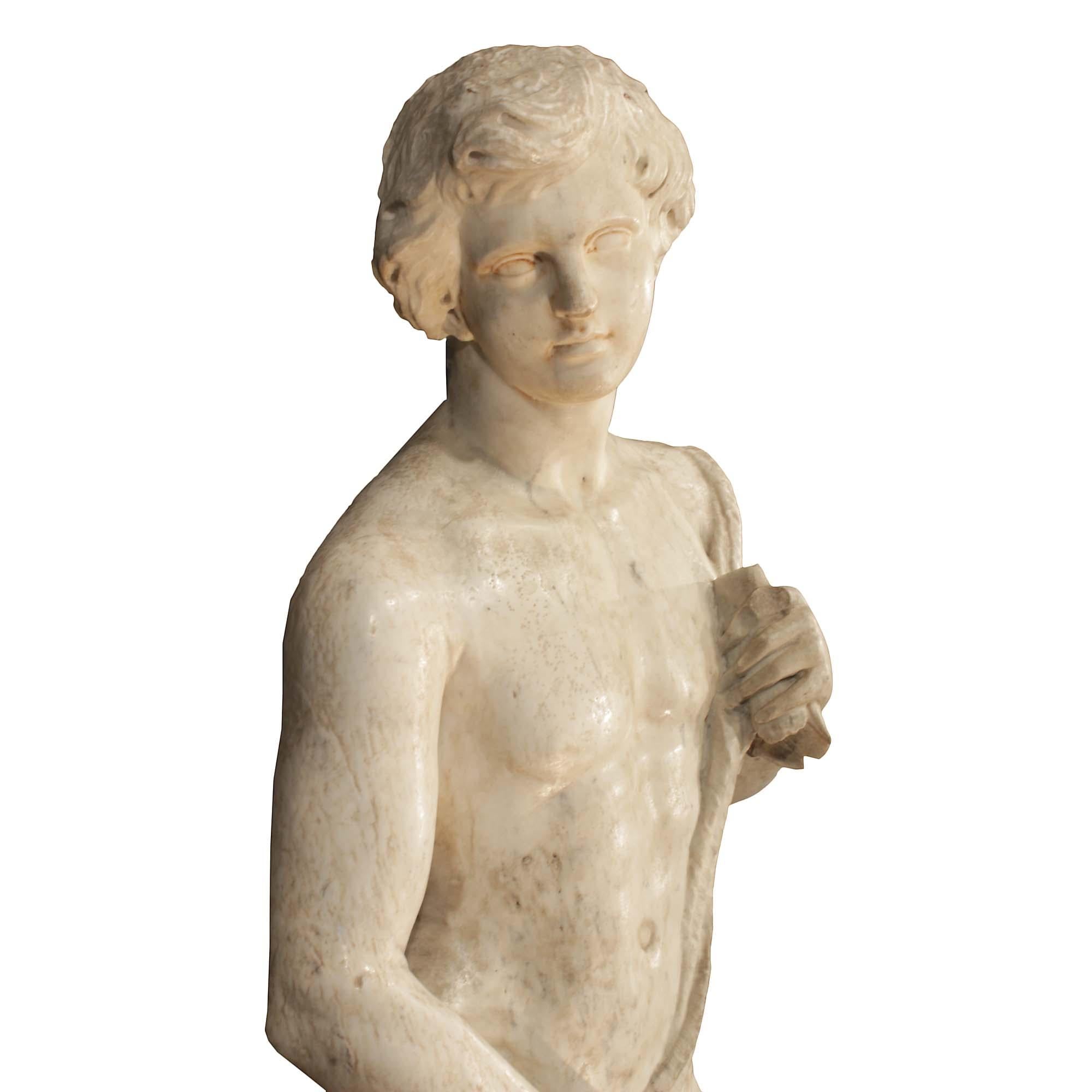 Italian 17th Century Louis XIV Period White Carrara Marble Statue For Sale 1