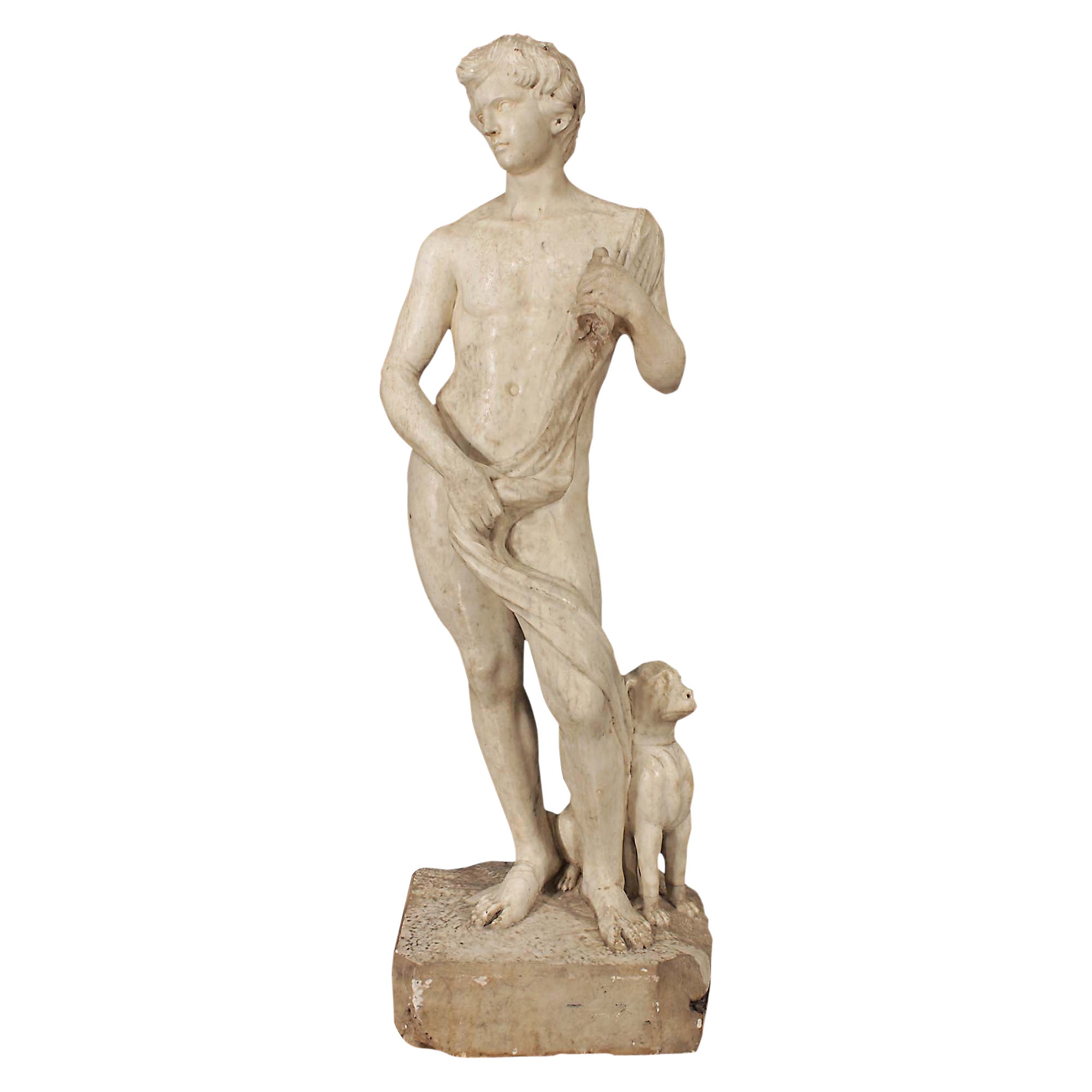 Statua italiana in marmo bianco di Carrara del XVII secolo, periodo Luigi XIV