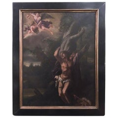 Italian 17th Century Oil on Canvas Painting Depicting Saint Sebastian