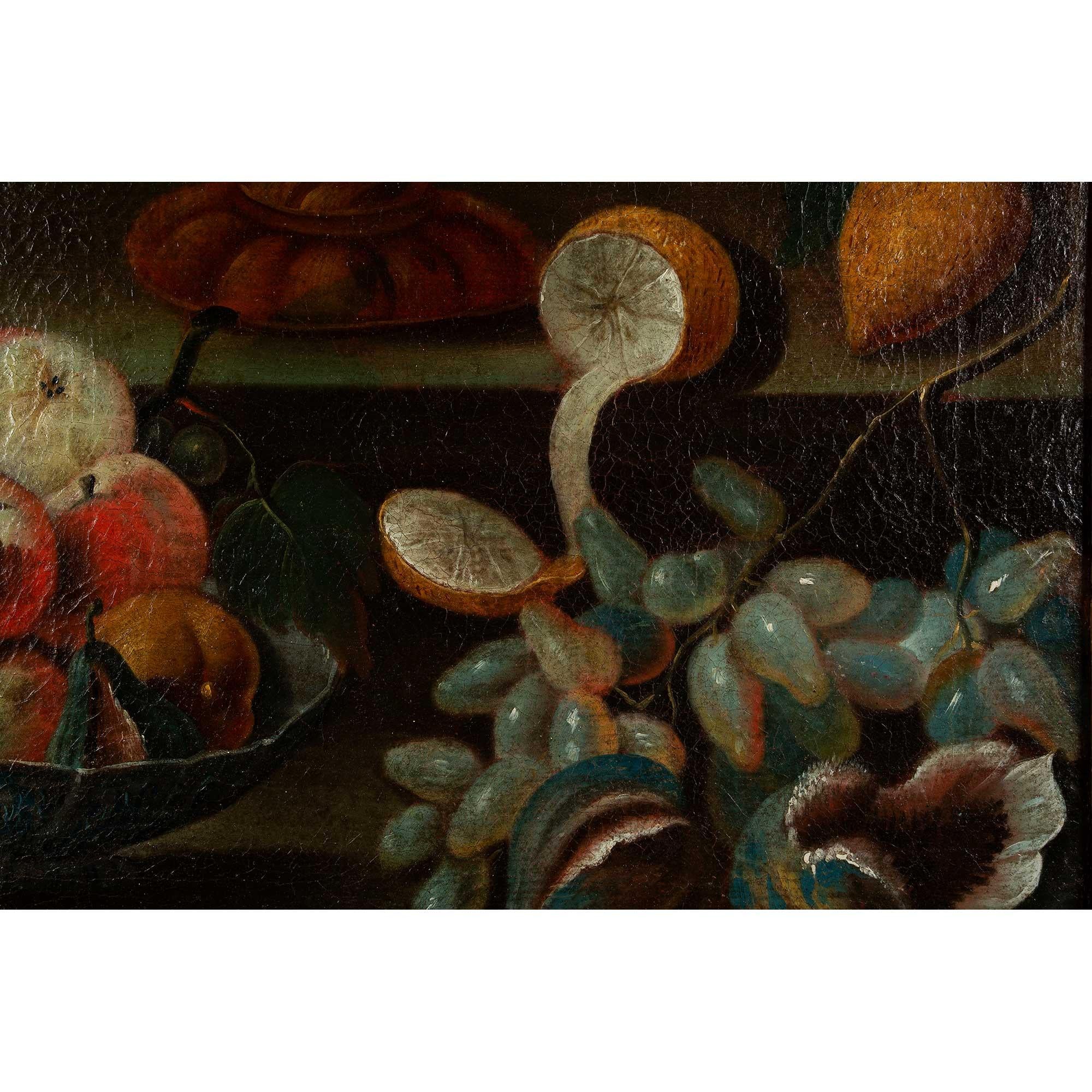18th Century and Earlier Italian 17th Century Oil on Canvas Still Life, from Rome For Sale