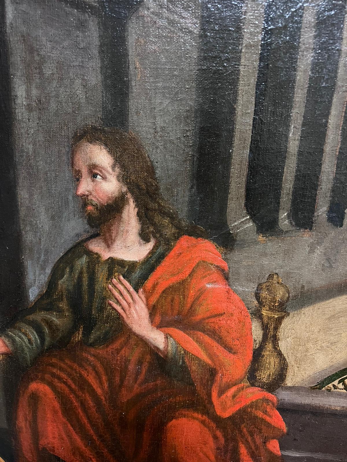 Enorme óleo sobre lienzo de un viejo maestro italiano del siglo XVI Jesús en casa de María y Marta en venta 2
