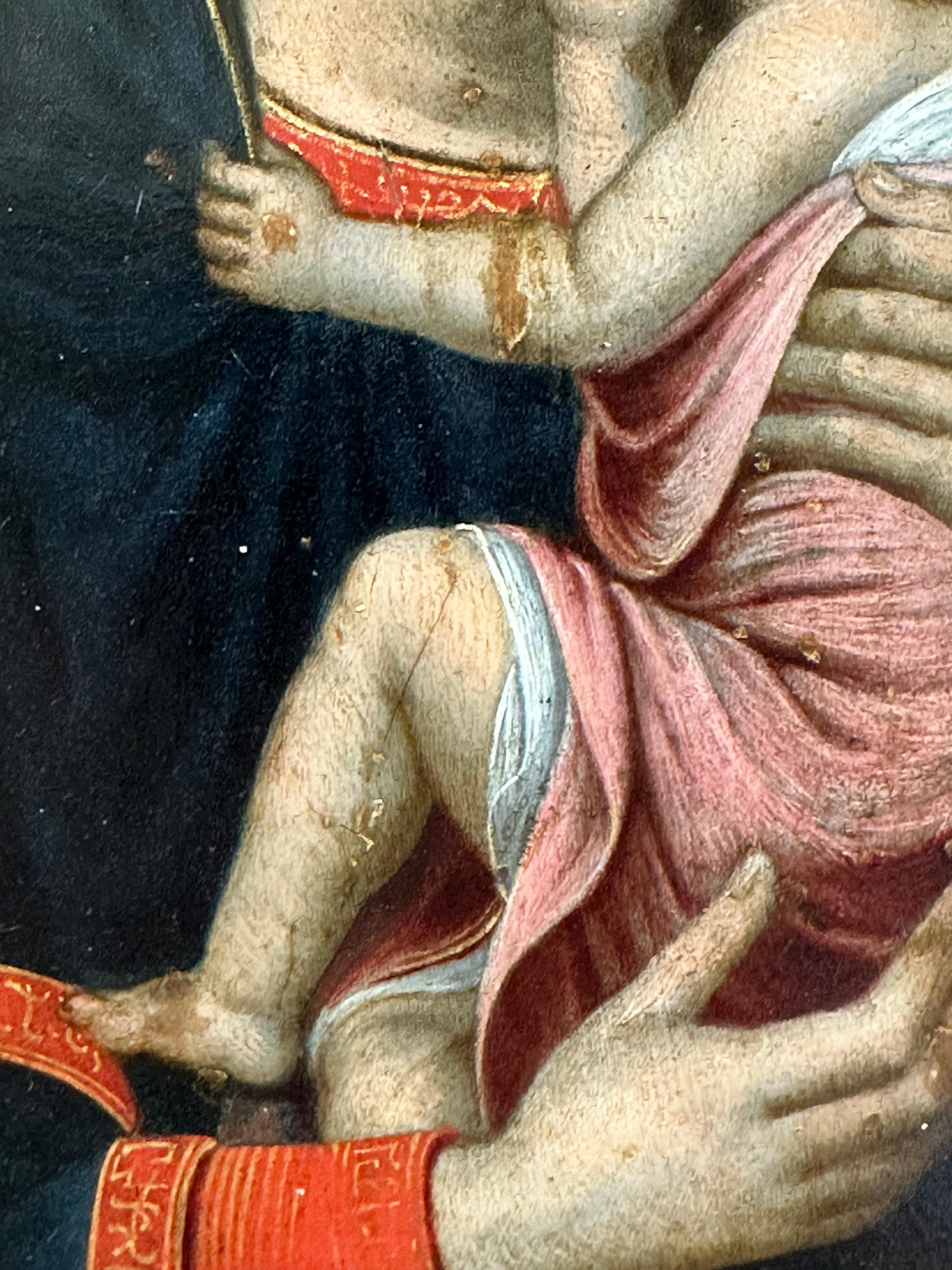 Masterpiece de la Renaissance de qualité muséale Virgin Mary & Infant Christ peinture en vente 8