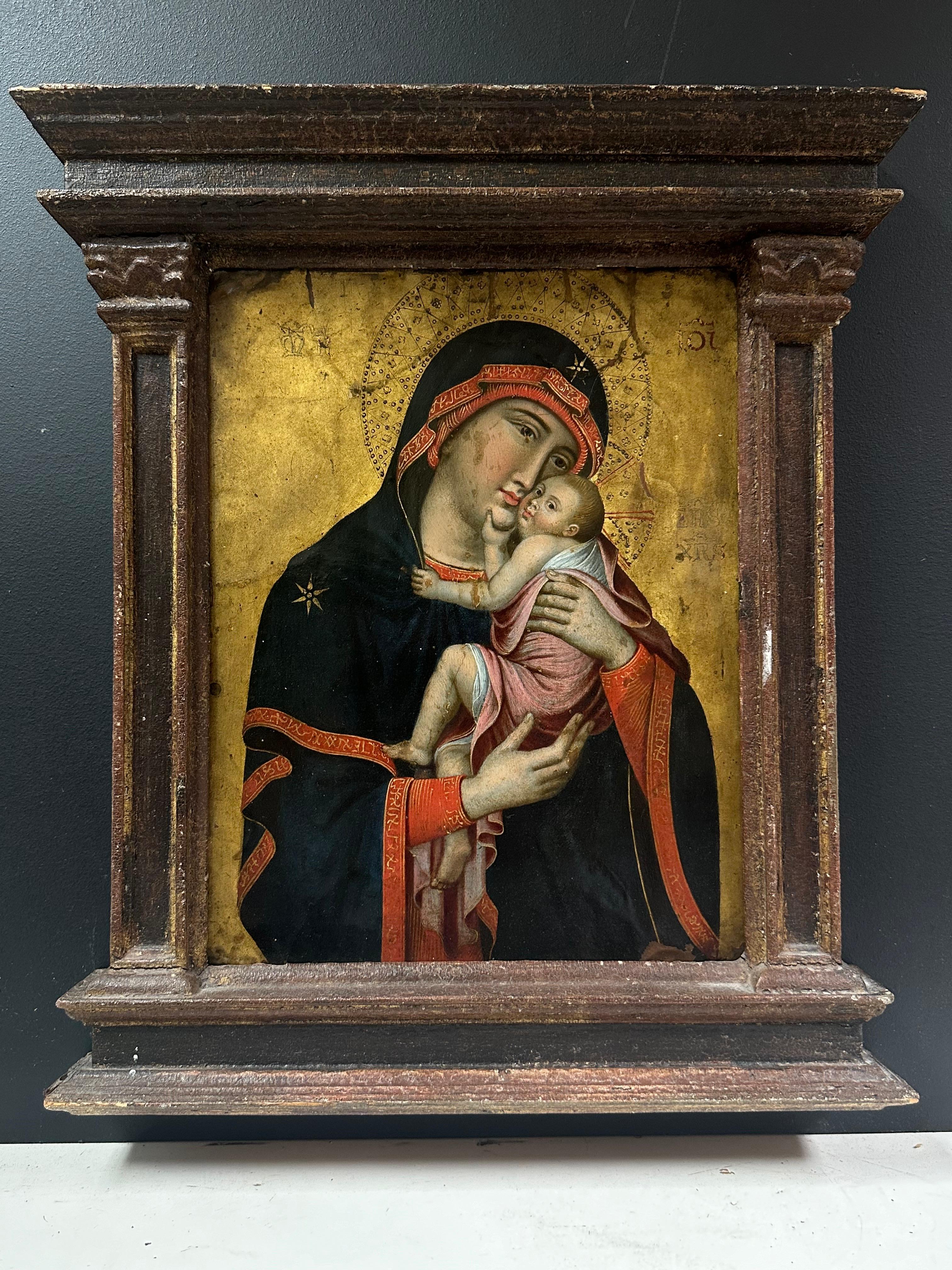 Masterpiece de la Renaissance de qualité muséale Virgin Mary & Infant Christ peinture - Painting de Italian 17th Century Old Master