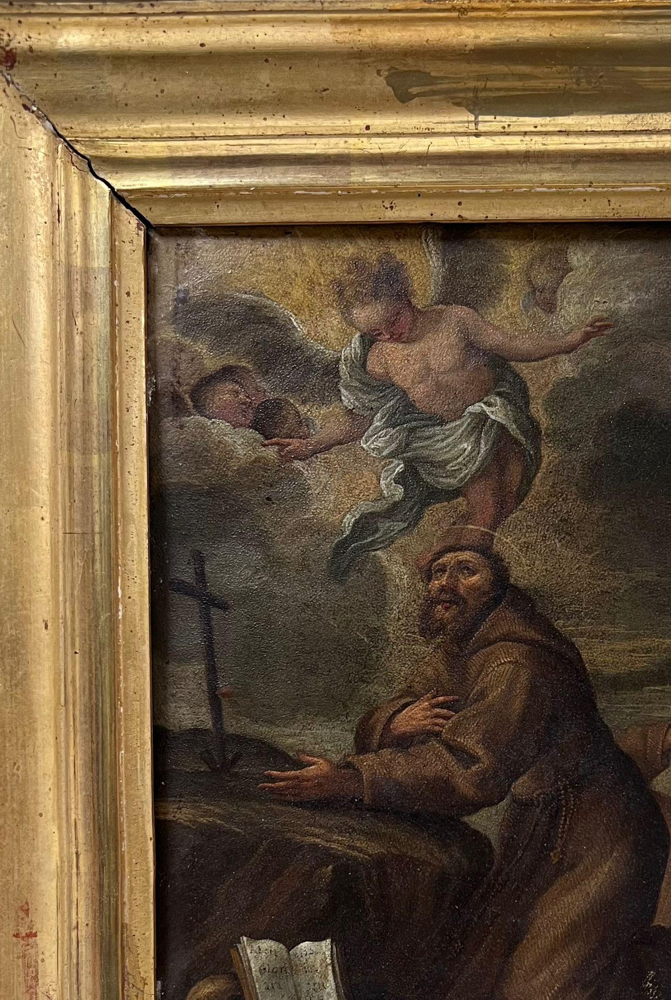 The Penitent Saint
Italian artist, 17th century
oil on copper panel, framed
framed: 10 x 8 inches
copper panel : 7.5 x 5 inches
provenance: private collection, France
condition: very good and sound condition for its age. The frame is antique but has