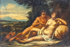 Venus y Baco Pareja desnuda Pintura al óleo de un viejo maestro italiano del siglo XVII