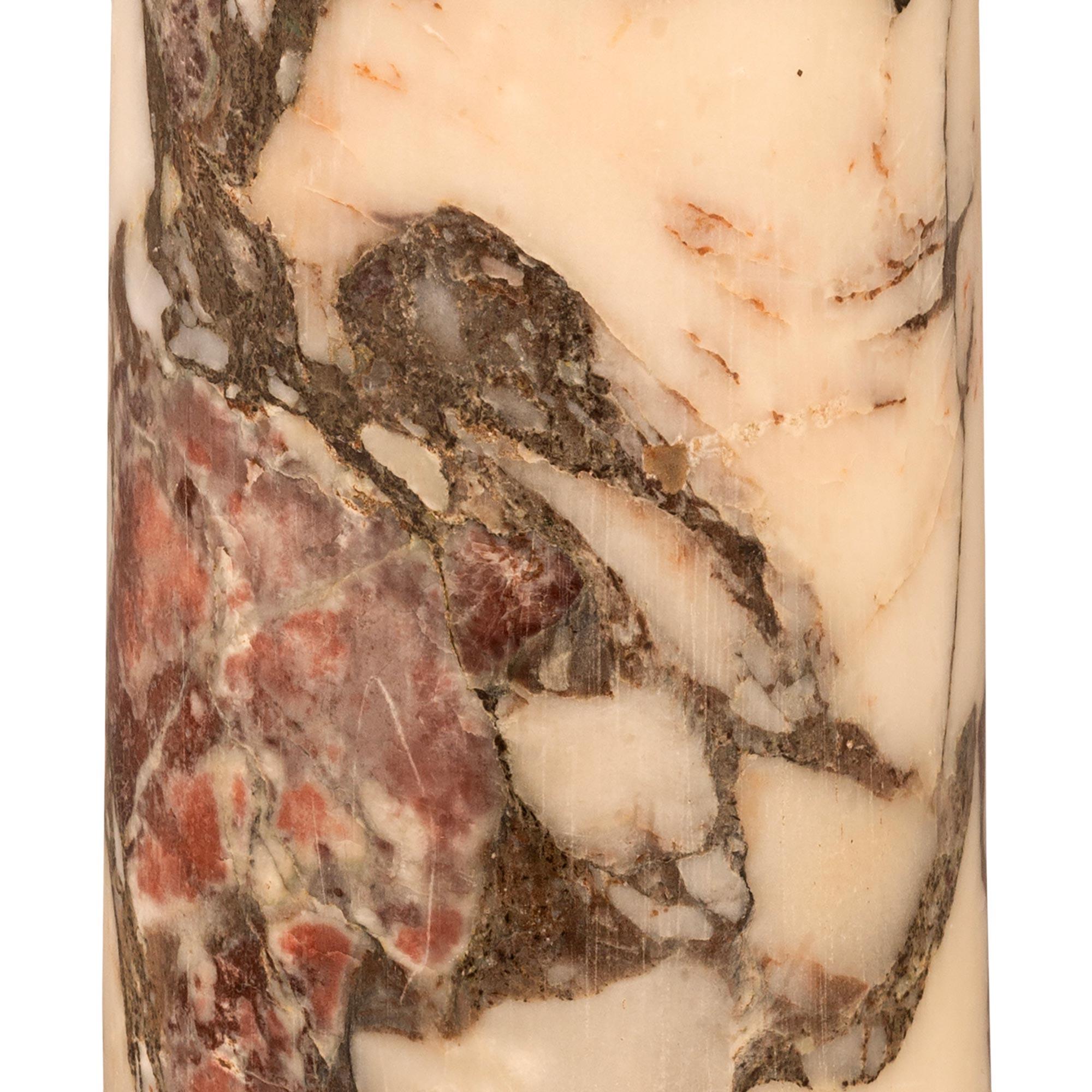 Bronze doré Colonne italienne du 17e siècle en bronze doré et en marbre Bréche Violette en vente