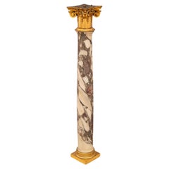 Italian 17th century Ormolu and Bréche Violette marble column