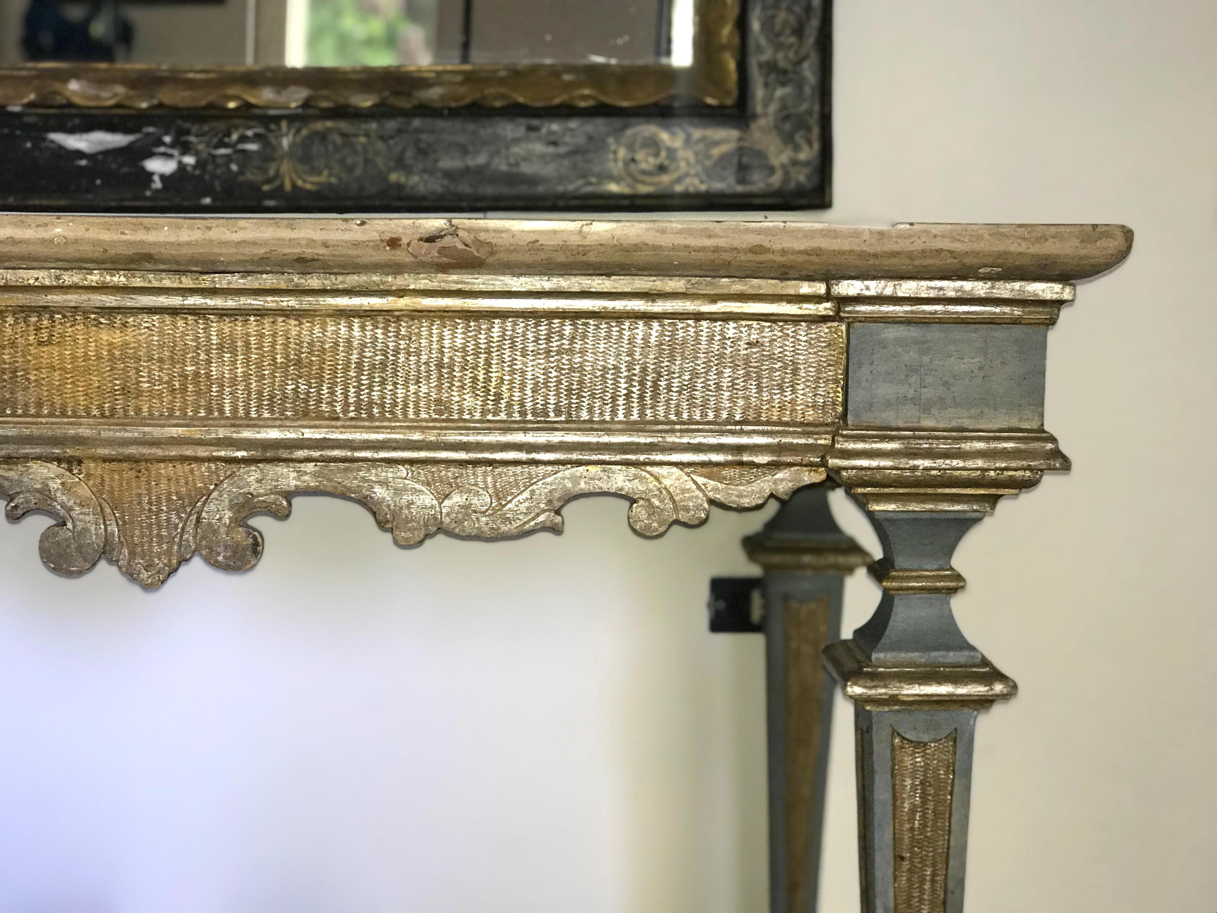 Louis XIV Italian 17th Century Painted and Parcel-Gilt Console Table For Sale