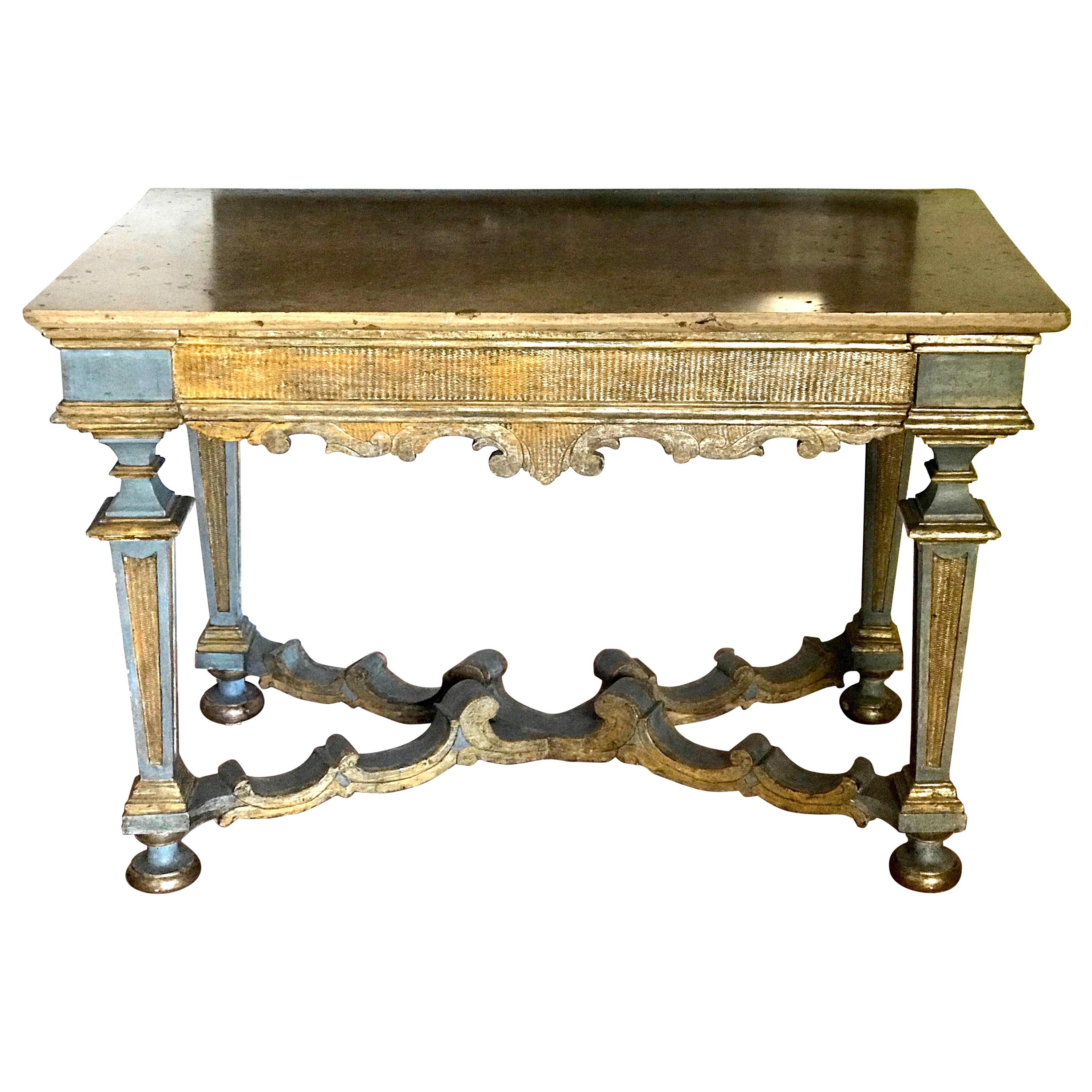 Italian 17th Century Painted and Parcel-Gilt Console Table For Sale