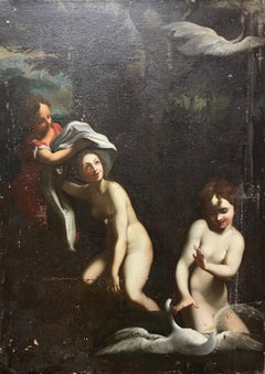 Huge 17th Century Italian Old Master Oil Painting to restore Leda Bathing 
Swan
