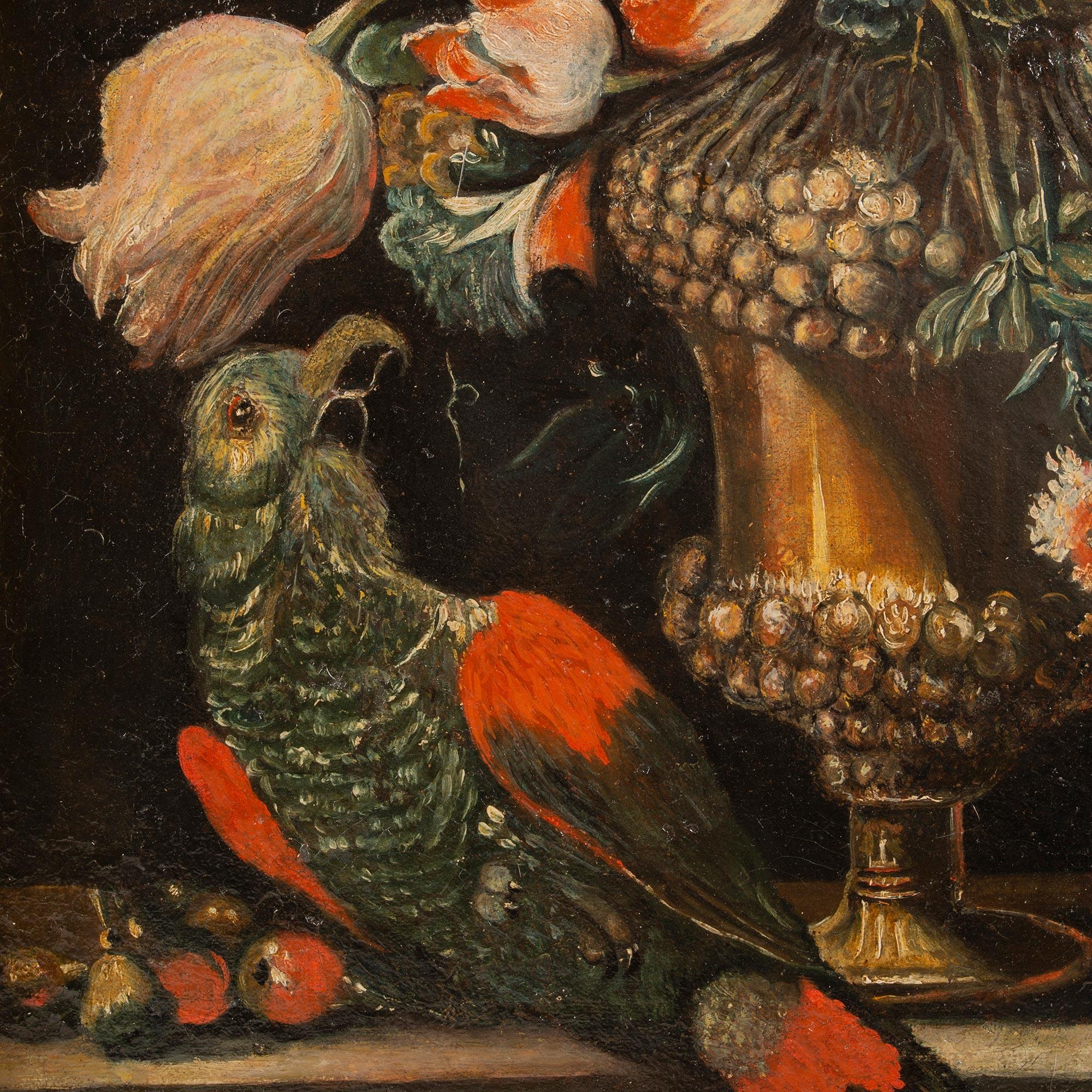 18th Century and Earlier Italian 17th Century Still Life Oil on Canvas from Rome For Sale