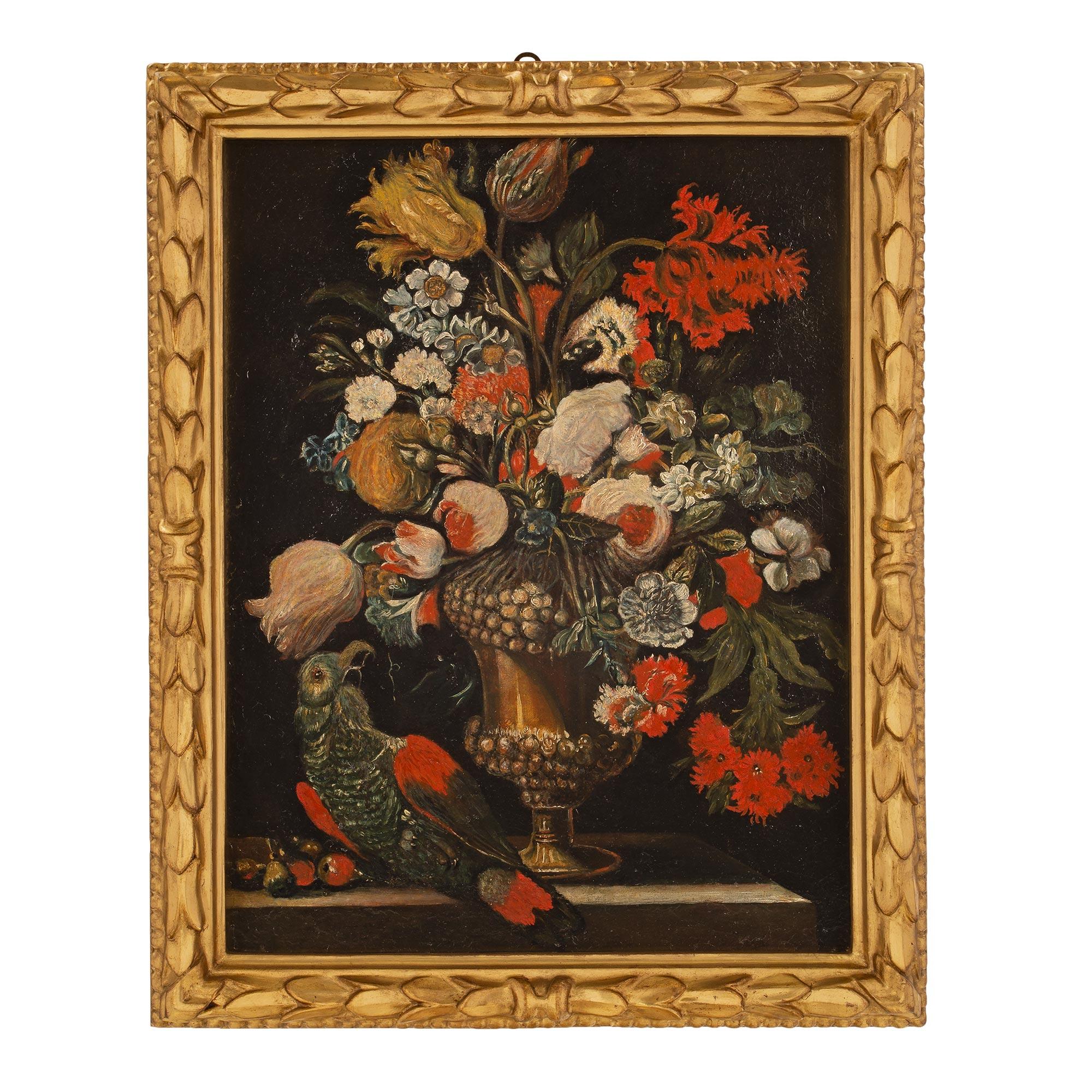 Nature morte italienne du XVIIe siècle, huile sur toile de Rome