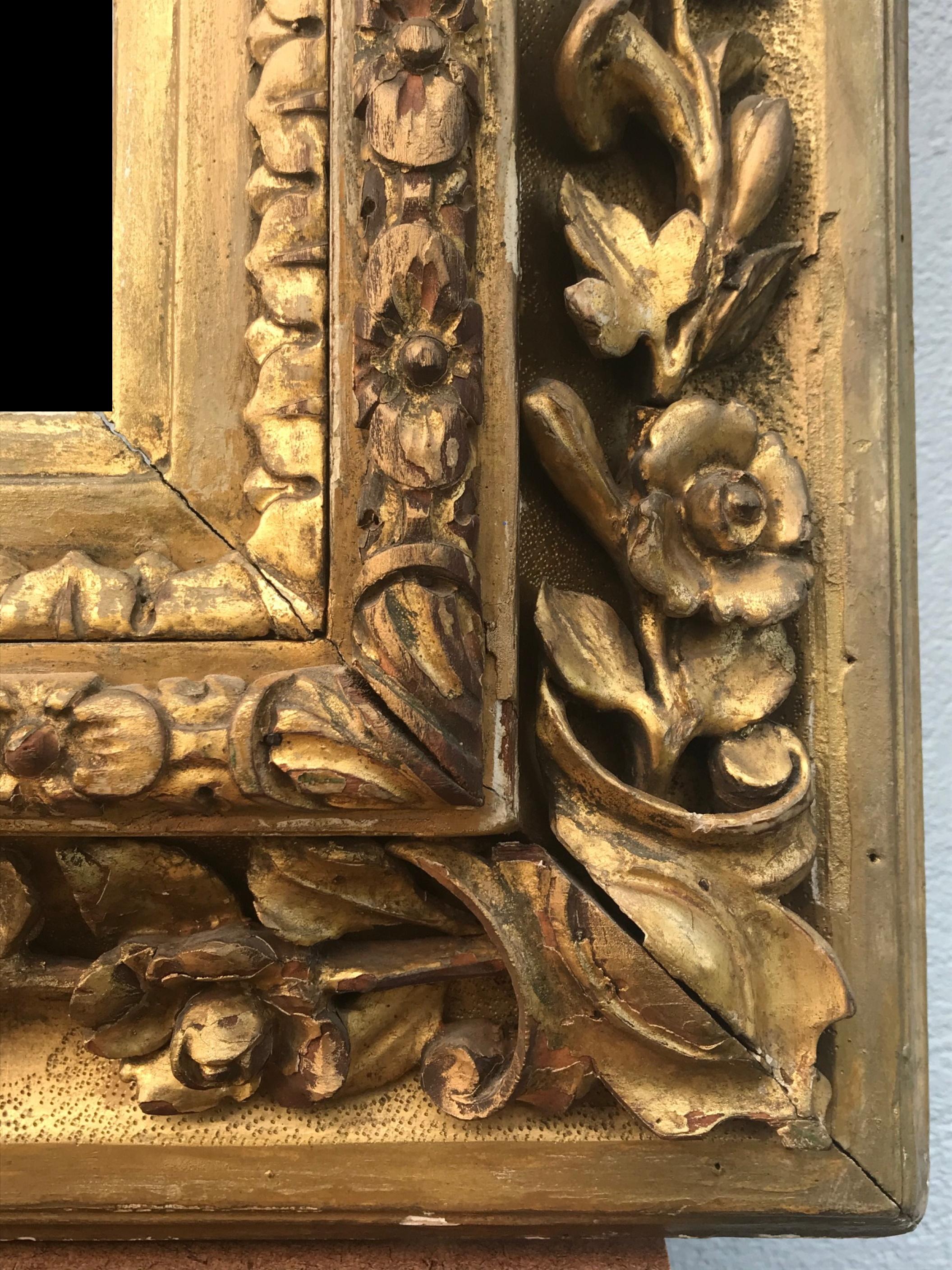 Italian 17th Century Still Life Painting in Period Carved Gilt Frame For Sale 6