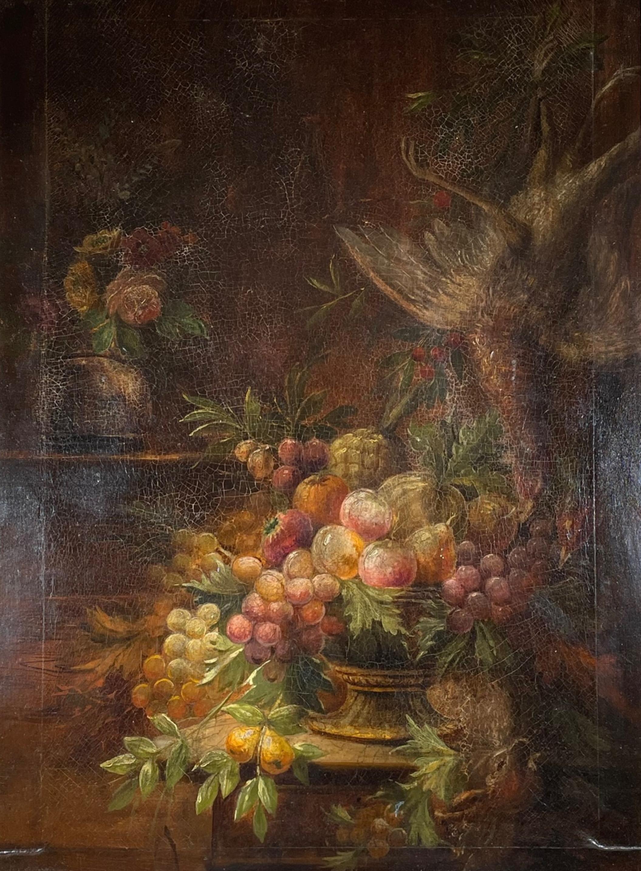 Italian 17th century still life painting in period carved gilt frame

Italian school still life painting from the workshop of a great master. The 17th century Baroque painting in oil on canvas is beautifully composed and with great detail. A bowl