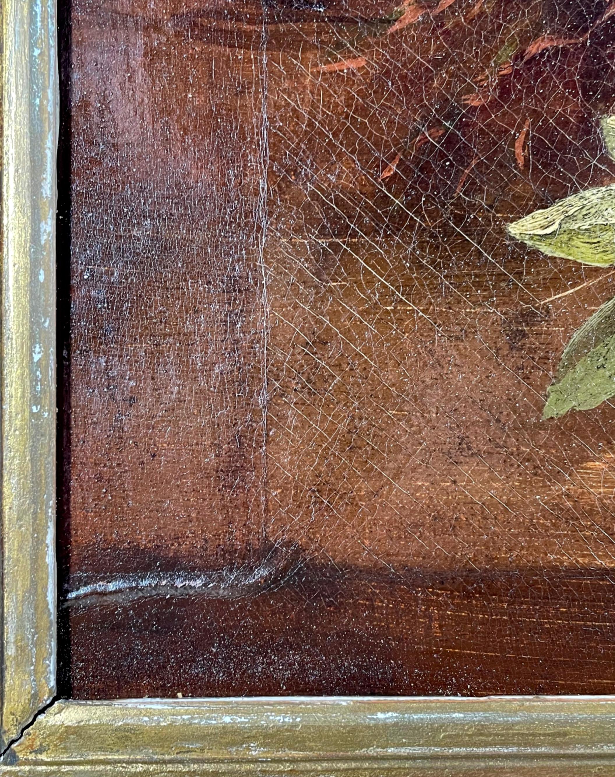 Italienisches Stillleben aus dem 17. Jahrhundert in geschnitztem, vergoldetem Rahmen im Angebot 1