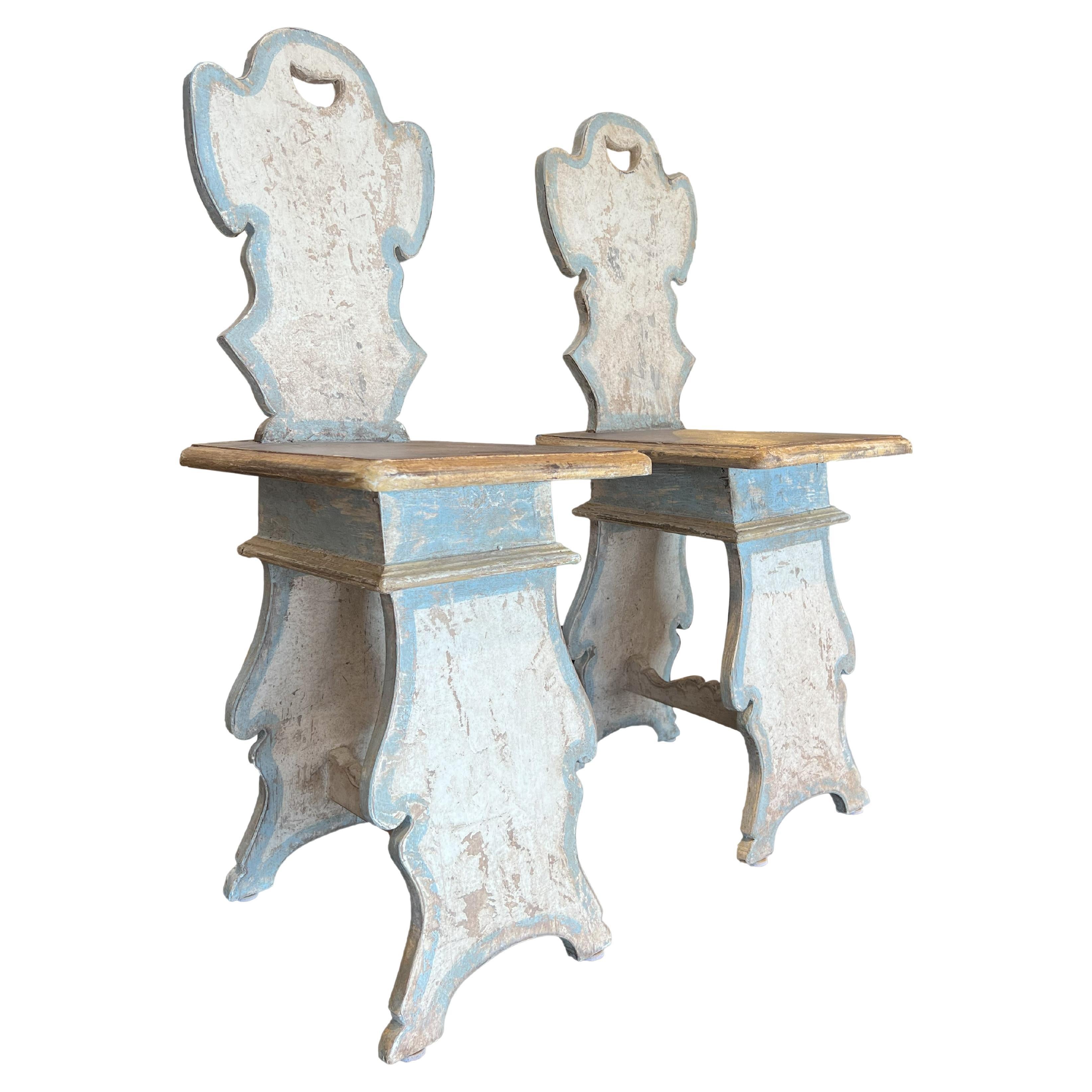 Italian 17th Century Style Pair of Tuscan "Sgabelli" Painted Stools For Sale