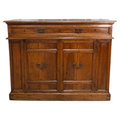 Antique Italian 17th Century Walnut Buffet with Drop Front, Hidden Drawers and Two Doors