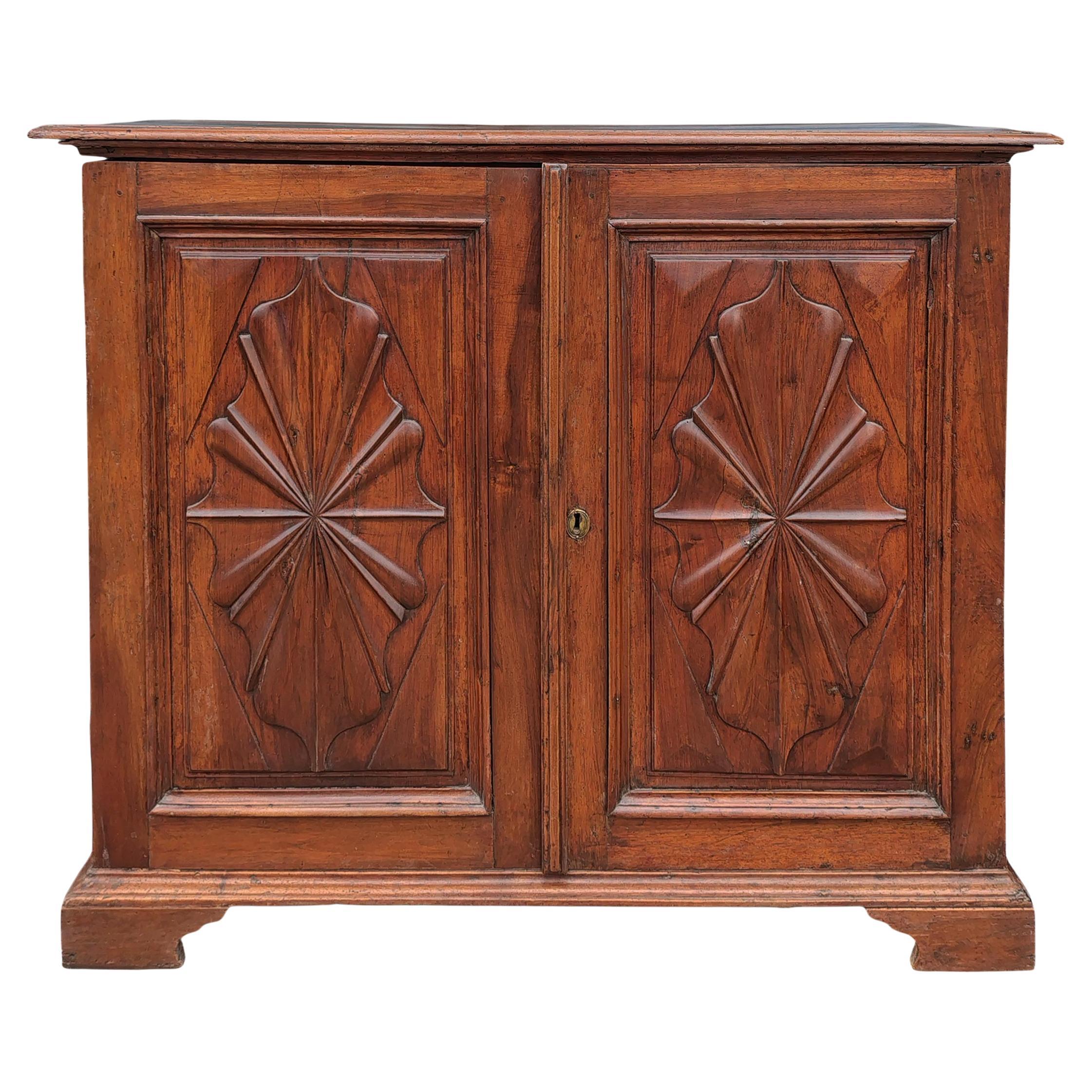 Italian 17th Century Walnut Cupboard For Sale