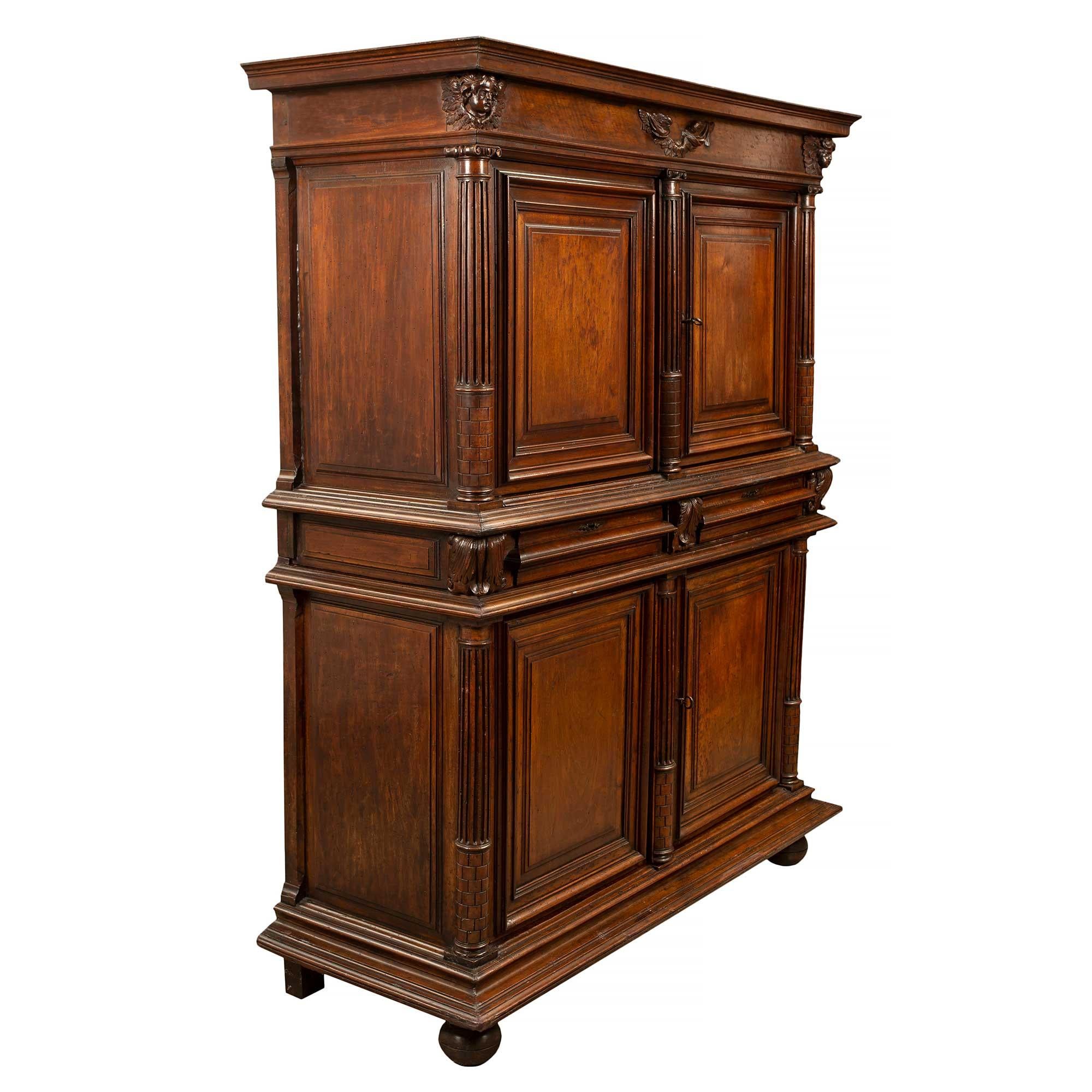  Italian 17th Century Walnut Deux-Corps Armoire In Good Condition For Sale In West Palm Beach, FL