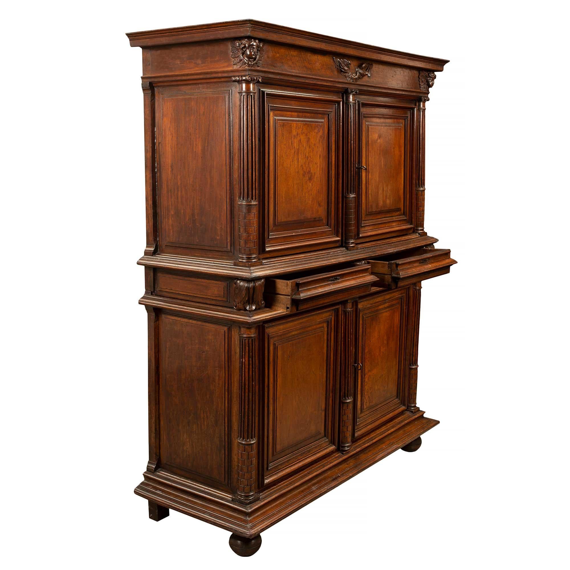 18th Century and Earlier  Italian 17th Century Walnut Deux-Corps Armoire For Sale