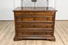 Italian 17th Century Walnut Four-Drawer Commode with Carved Bracket Feet