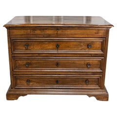 Italian 17th Century Walnut Four-Drawer Commode with Carved Bracket Feet