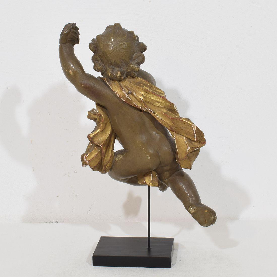 Italian 18 / 19th Century Carved Wooden Baroque Angel (Handgeschnitzt)