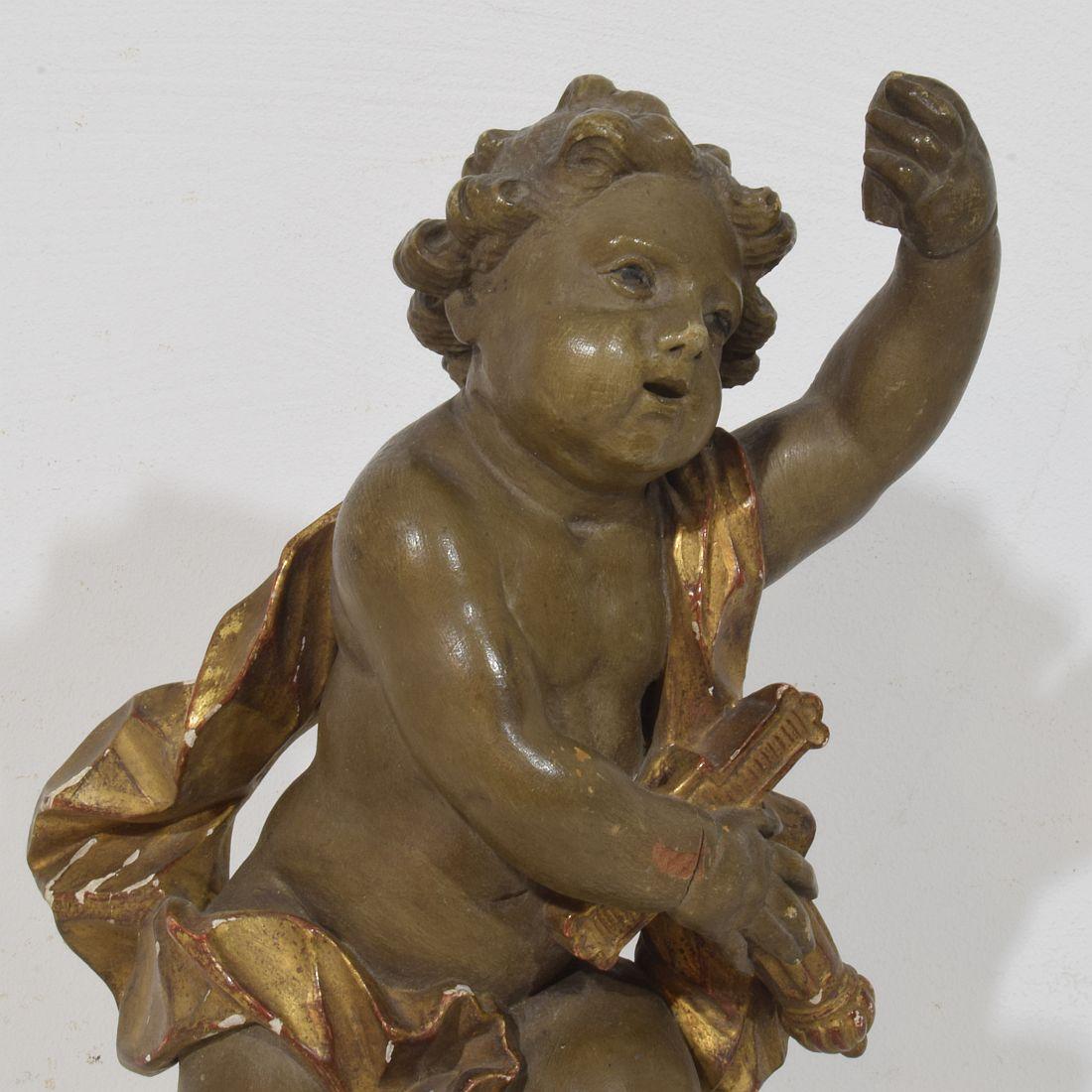 Italian 18 / 19th Century Carved Wooden Baroque Angel (18. Jahrhundert und früher)