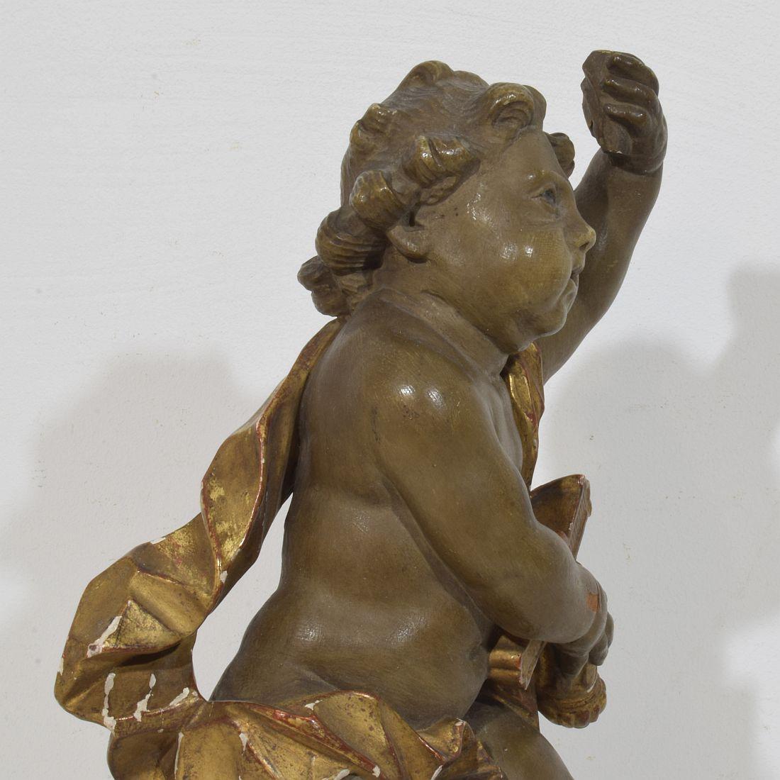 Italian 18 / 19th Century Carved Wooden Baroque Angel 1