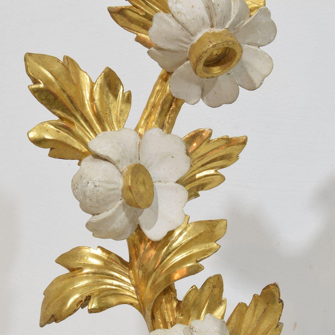 Italian 18/19th Century Hand Carved Giltwood Floral Ornament For Sale 6
