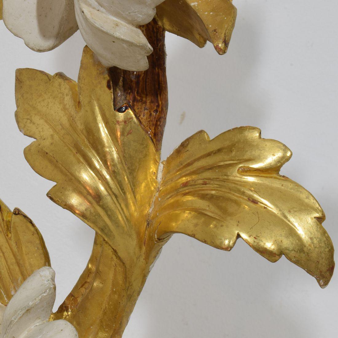 Ornamento floreale italiano in legno dorato intagliato a mano del 18/19° secolo in vendita 7