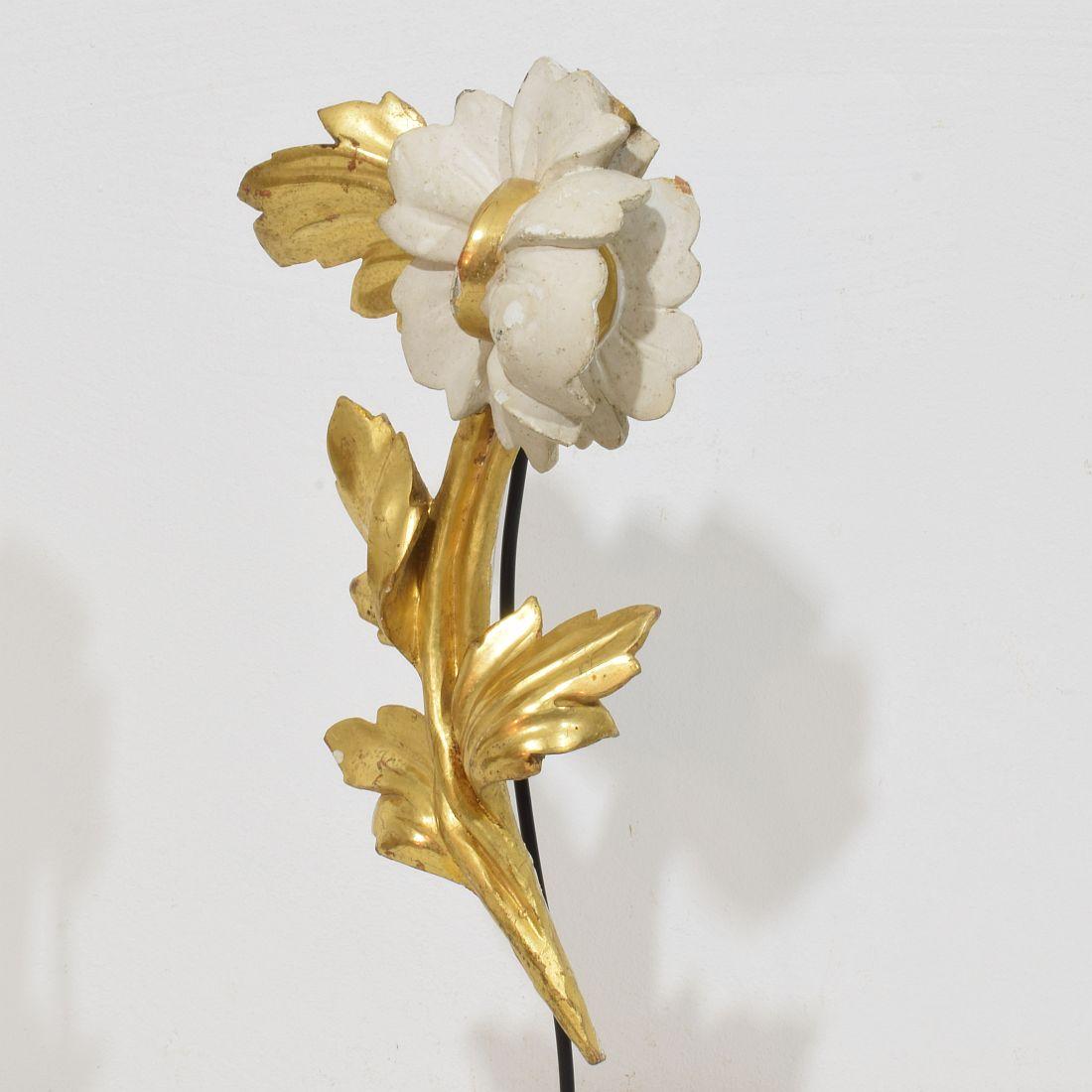 Italian 18/19th Century Hand Carved Giltwood Floral Ornament For Sale 2