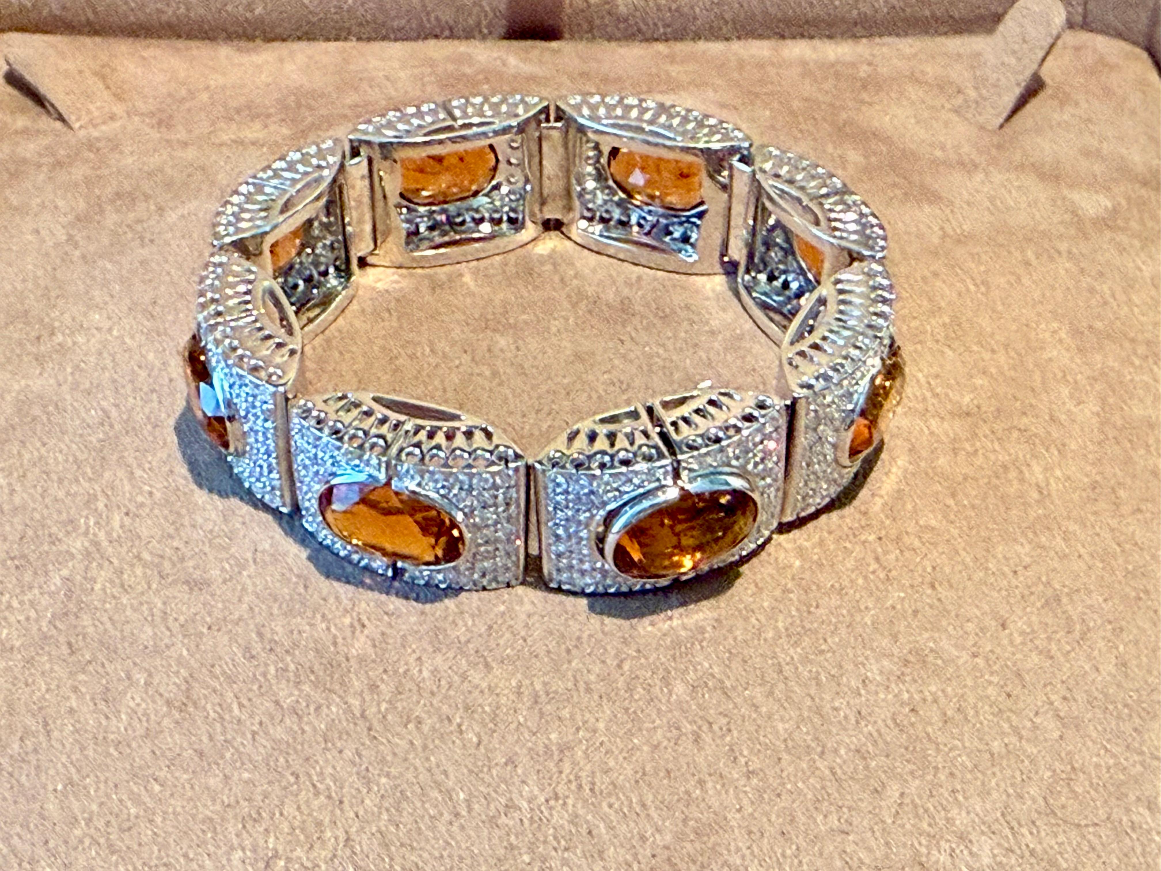 Italian 18 K white Gold Bracelet Madeira Citrine and Diamonds For Sale 3