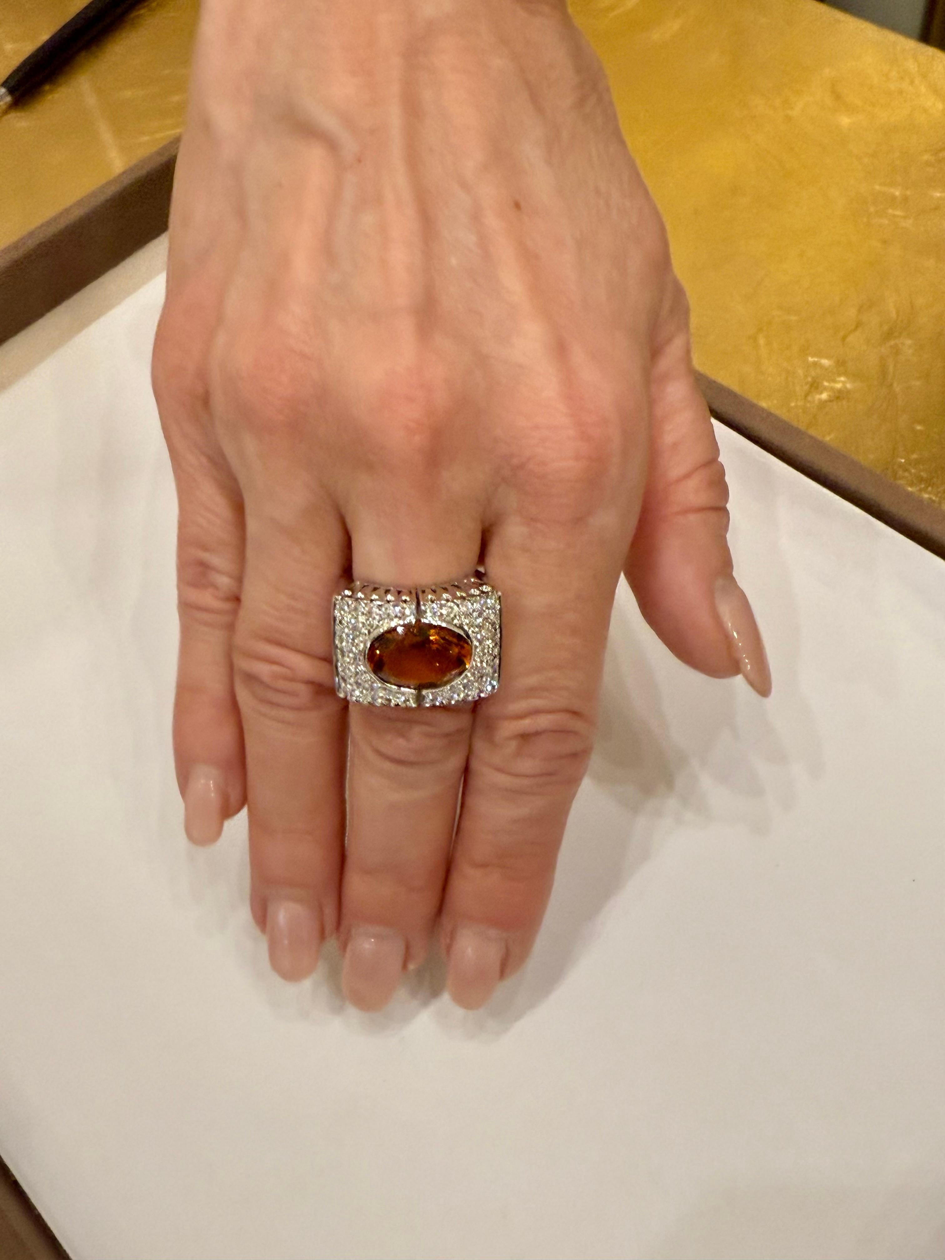 Italian 18 K white Gold Bracelet Madeira Citrine and Diamonds For Sale 8