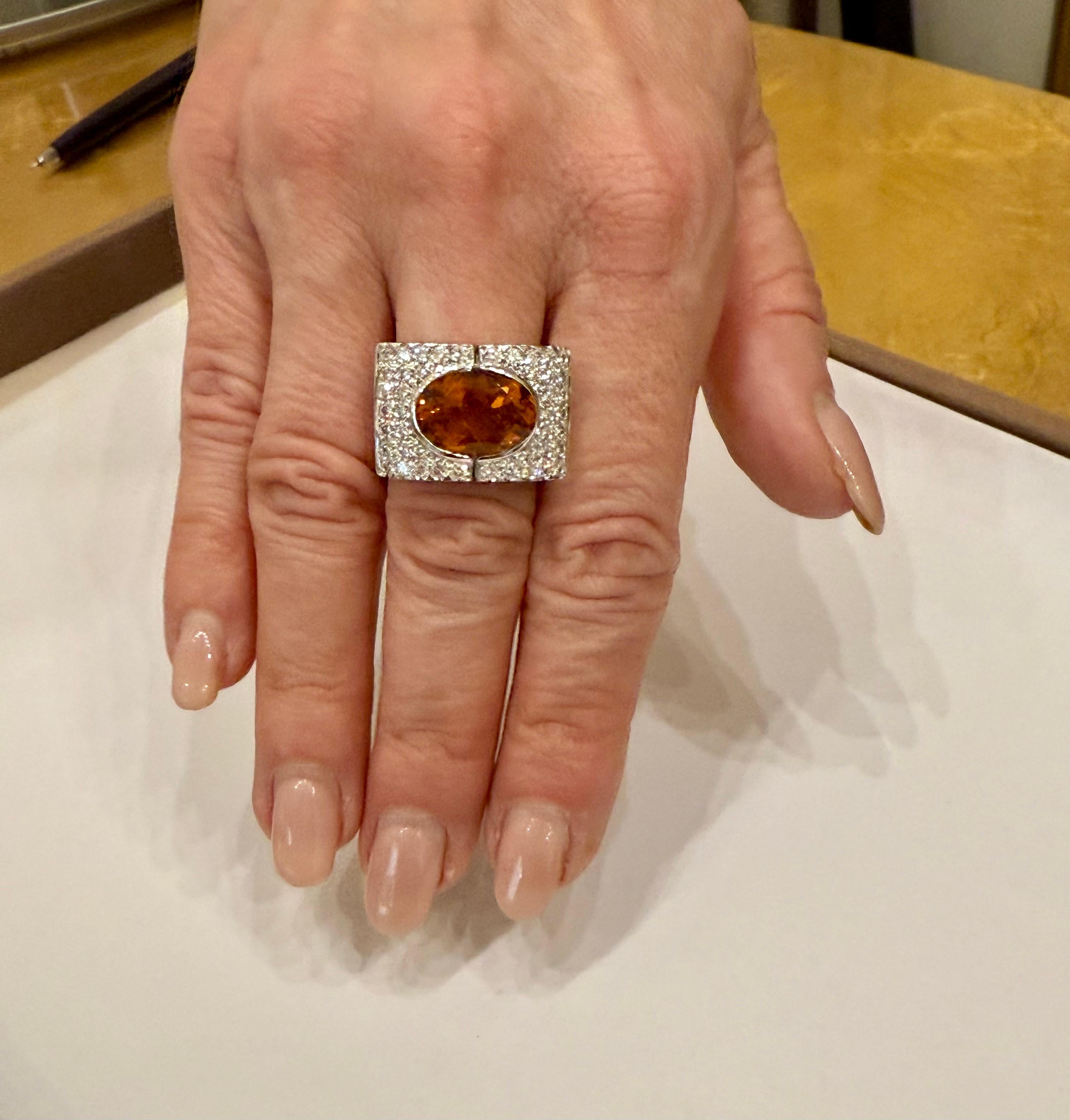 Italian 18 K white Gold Bracelet Madeira Citrine and Diamonds For Sale 6