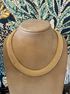 Italian 18 K Yellow Gold Flexible Mesh Necklace by UnoAErre