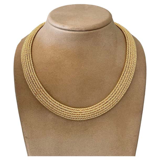 Italian 18 K Yellow Gold Flexible Mesh Necklace by UnoAErre For Sale at ...