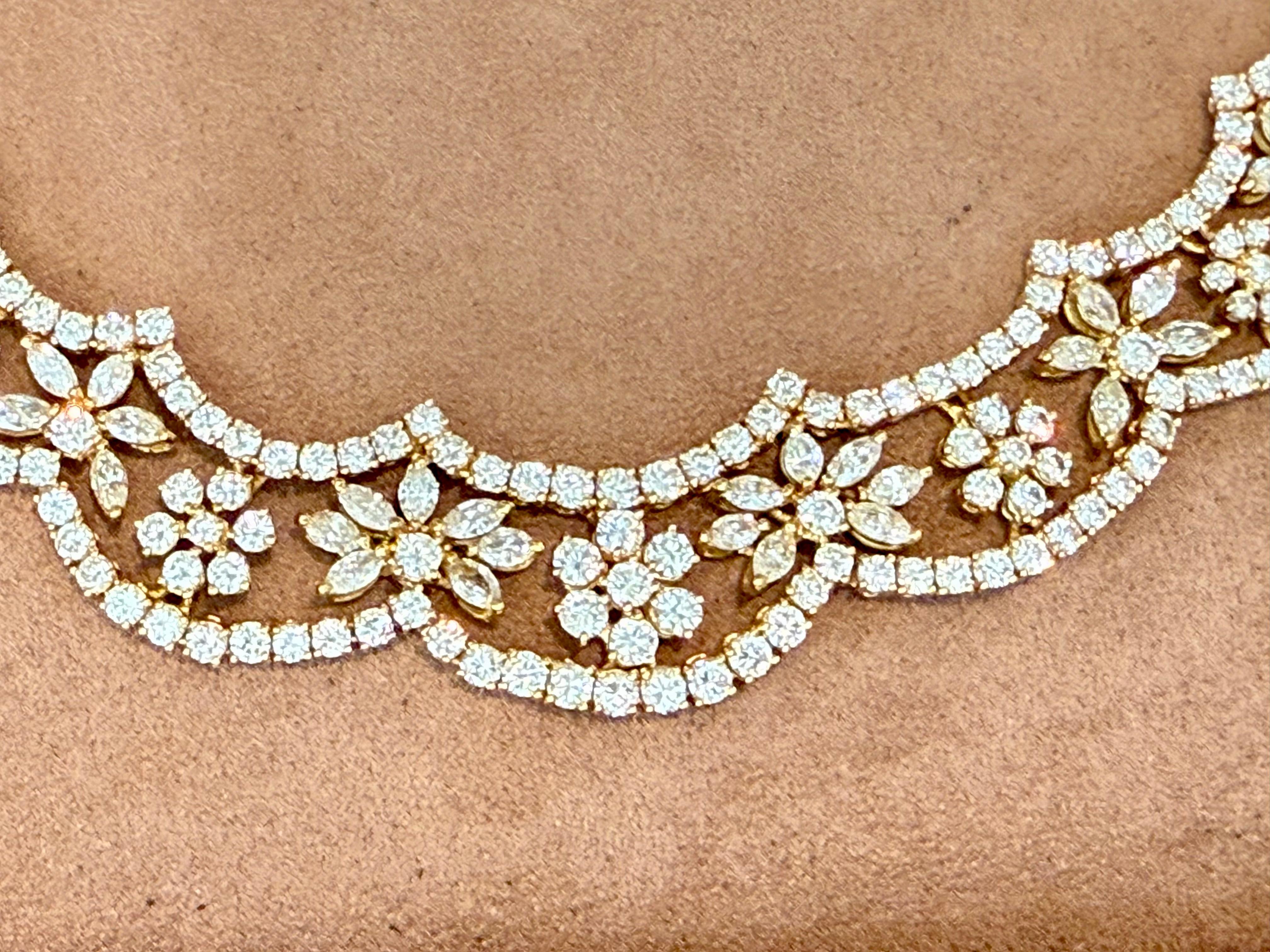 Contemporary Italian 18 K yellow Gold wide Collar Diamond Necklace For Sale