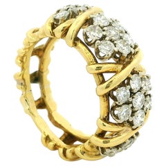 Italian 18 Karat Gold 2.20 Carat Diamond Openwork Ring, Circa 1980