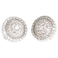 Pendientes de oro italiano de 18 quilates y diamantes en forma de cúpula con cierre de palanca