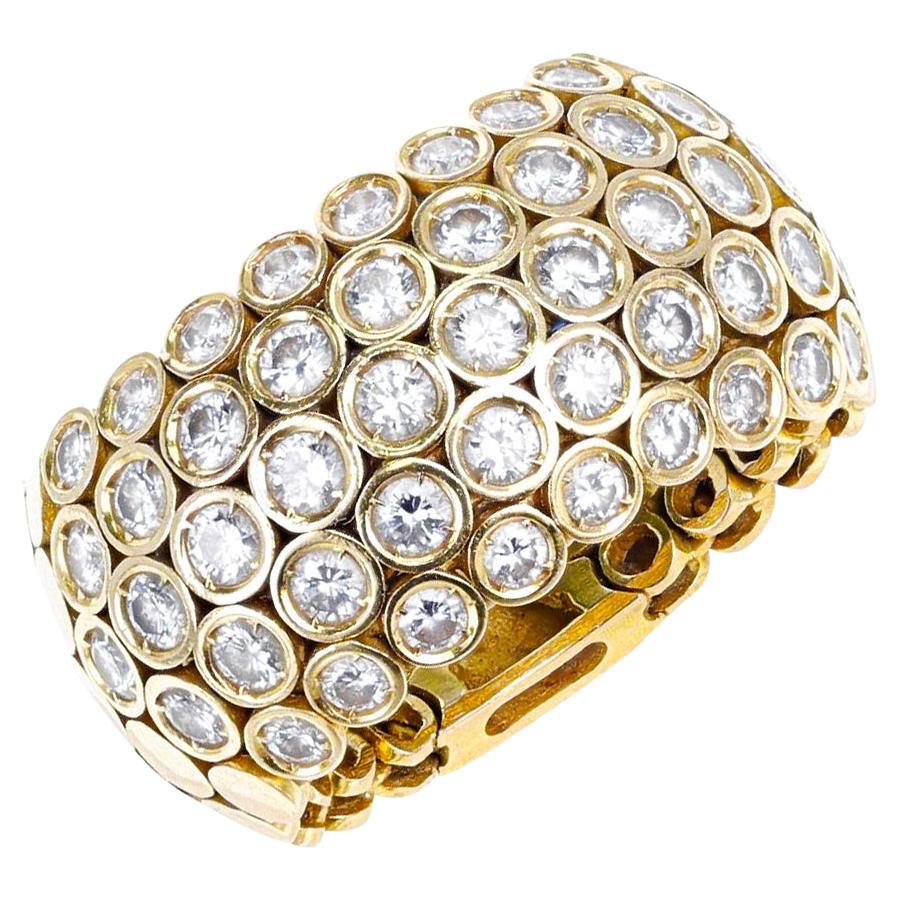 Italian 18 Karat Gold Flexible Diamond Ring For Sale