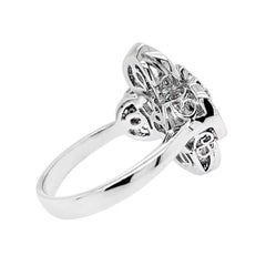 Anello italiano in oro 18 carati con motivo floreale e diamanti
