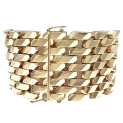 Italian 18 Karat Gold Wide Link Bracelet