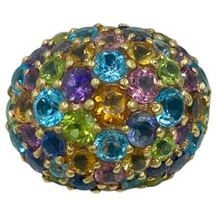 Italian 18 karat pink gold and multi gem stone dome ring