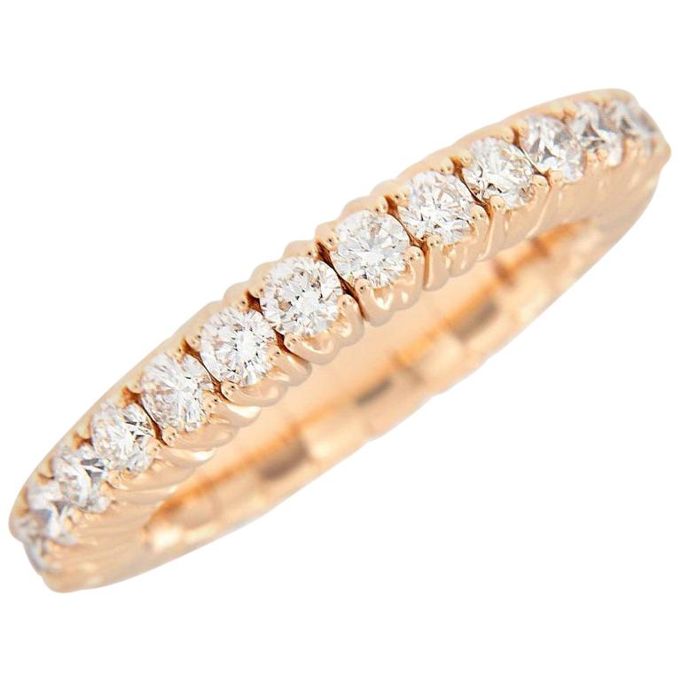 Italian 18 Karat Rose Gold Stretch Diamond Band Ring